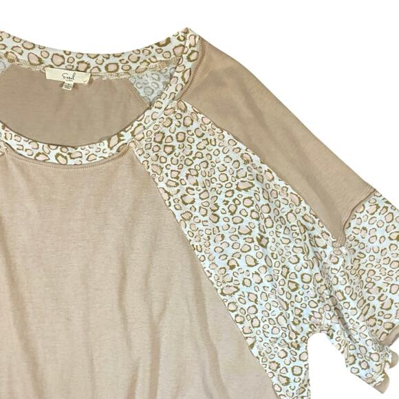 Easel Leopard Print Raw Hem Oversized Shirt - L - Picture 2 of 2